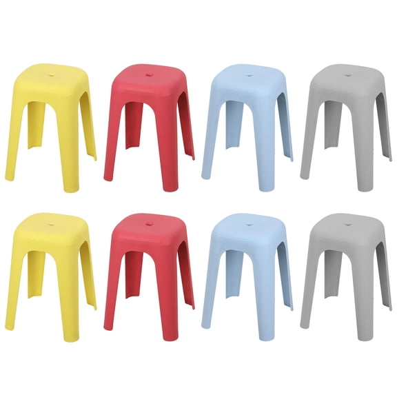 FAWMBEWT 17" Plastic Stackable Stools – Set of 6 or 8, Nesting Backless Chairs for Classroom, Home, Office