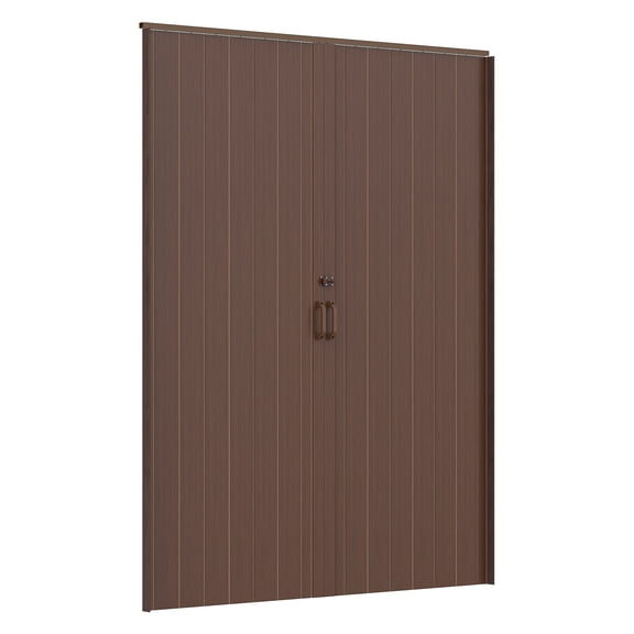 FAWMBEWT Double PVC Accordion Folding Door with Magnetic Closure – Space Saving Closet & Room Divider, Includes Hardware (Dark Brown)