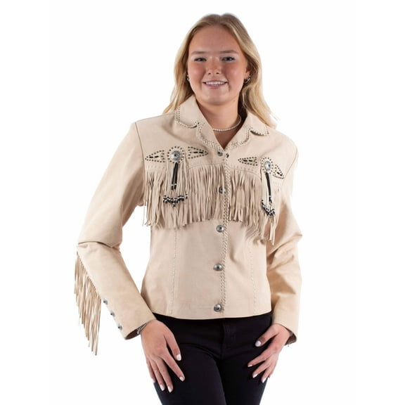 Scully Women's Fringe And Beaded Jacket Cream Medium  US