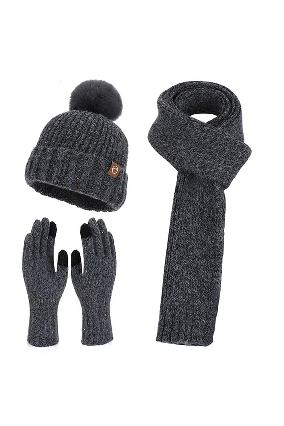 3 in 1 Beanie Hat for Women, Womens Balaclava Winter, Cold Knitted Hats Wind Resistant Hooded Scarf, Thick Plush-Lined