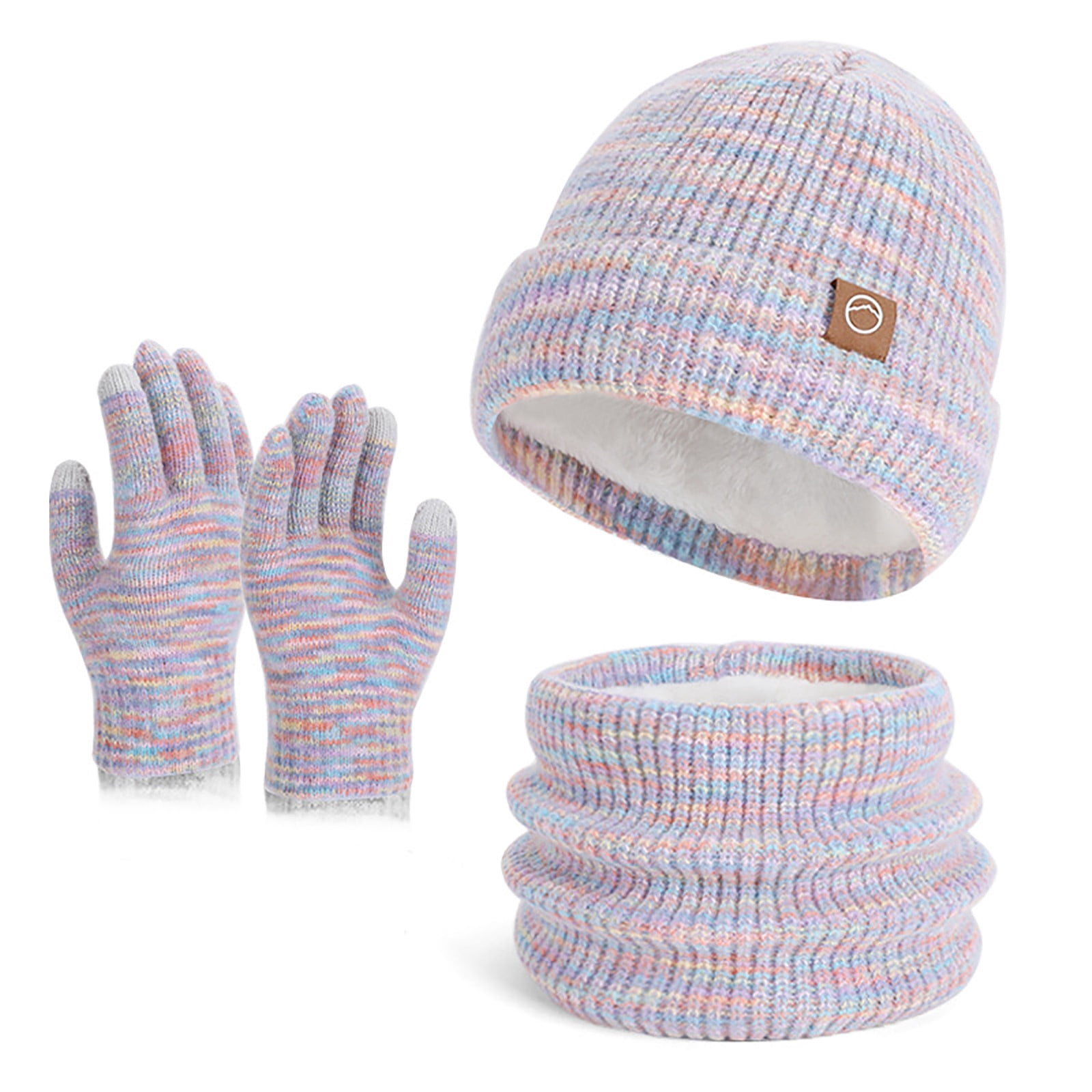 Thick Plush-Lined Knitted Balaclava Beanie Scarf 3-in-1 Winter Hat 3-in-1 Balaclava Hat, Fleece Lined Knit with Scarf and Mask  main image 4