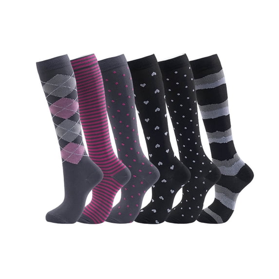 FAWUUDO 6 Pairs Compression Socks Men Women Knee High Compression Stockings for Sports Support Socks