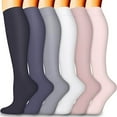 thumbnail image 1 of FAWUUDO 6 Pairs Compression Socks for Men and Women Knee High Travel Athletic, 1 of 2
