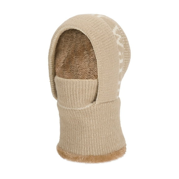 FAWUUDO Balaclava Hats for Women Cold Weather Thick Fluff Hats Adult Neck Face Cover Cap Ski Mask Neck Warmer