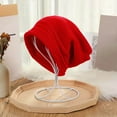 thumbnail image 1 of FAWUUDO Beanie for Women Men Cotton Knit Winter Warm Beanies Hat Windproof Lightweight Slouch Knitted Skull Cap Red, 1 of 3