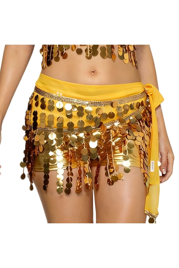 Belly Dance Sequin Skirt Sparkly Rave Fringe Bra Top Set for Women