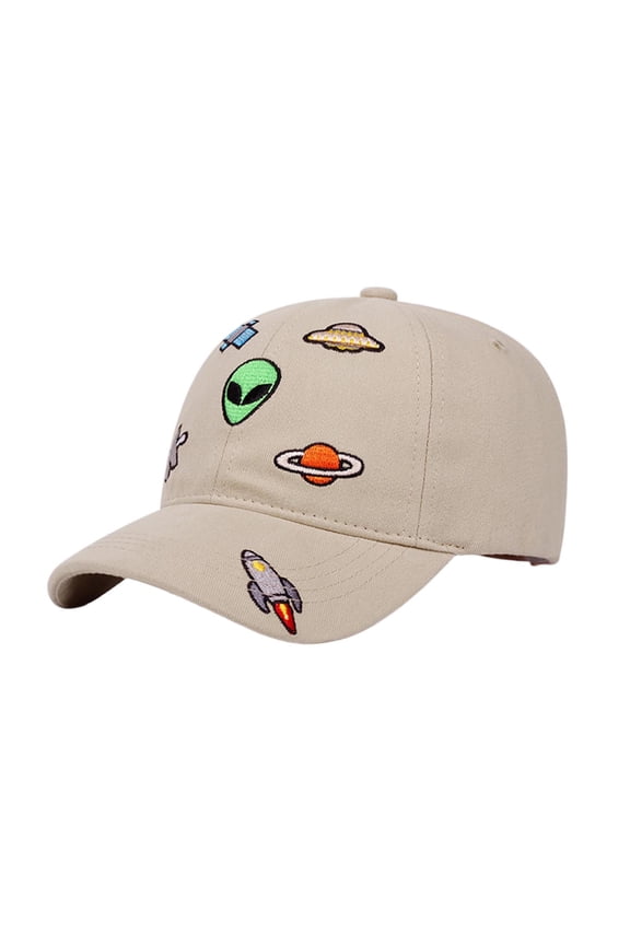 Boys Girls Baseball Cap Soft Cotton Rocket Alien Print Sun Hat for Toddler Kids Space Adventure Outdoor