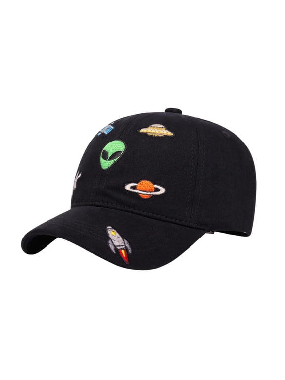 Boys Girls Baseball Cap Soft Cotton Rocket Alien Print Sun Hat for Toddler Kids Space Adventure Outdoor