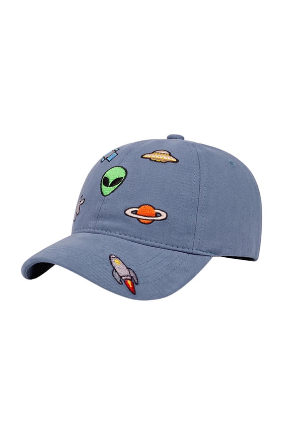 Boys Girls Baseball Cap Soft Cotton Rocket Alien Print Sun Hat for Toddler Kids Space Adventure Outdoor
