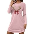 thumbnail image 1 of FAWUUDO Christmas Dresses for Women Cute Graphic Nightgown Loose Crewneck Nightshirts Long Sleeve T-Shirt Dress Sleepwear, 1 of 7