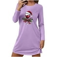 thumbnail image 1 of FAWUUDO Christmas Dresses for Women Cute Graphic Nightgown Loose Crewneck Nightshirts Long Sleeve T-Shirt Dress Sleepwear, 1 of 7