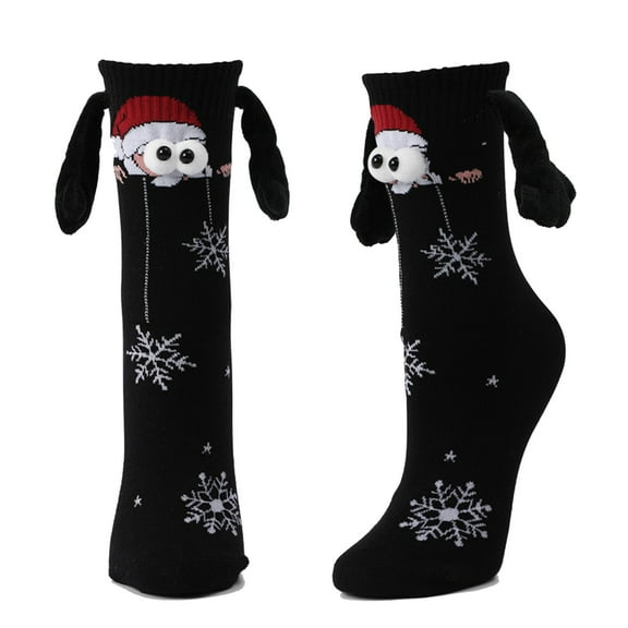 FAWUUDO Christmas Hand in Hand Socks Holding Hands Socks Couple Magnetic Hand Socks Mid Tube Sock Xmas Gifts Socks