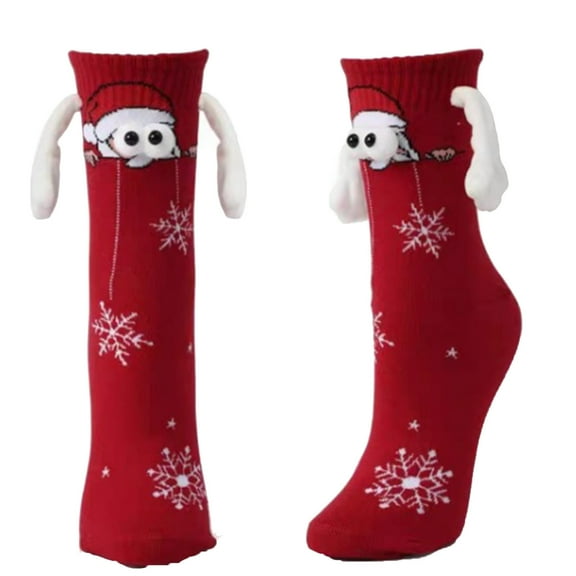 FAWUUDO Christmas Hand in Hand Socks Holding Hands Socks Couple Magnetic Hand Socks Mid Tube Sock Xmas Gifts Socks