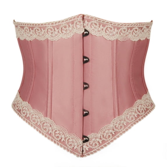 FAWUUDO Corset Belt for Women Lace Waist Push Up Bodysuit Fishbone Wide Waist Corset Pirate Belt Pink