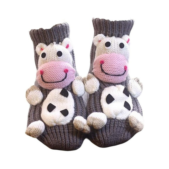 FAWUUDO Cute Cartoon Floor Socks Winter Warm Sleeping Cute Animal Gifts Non-slip Plush Slippers for Women