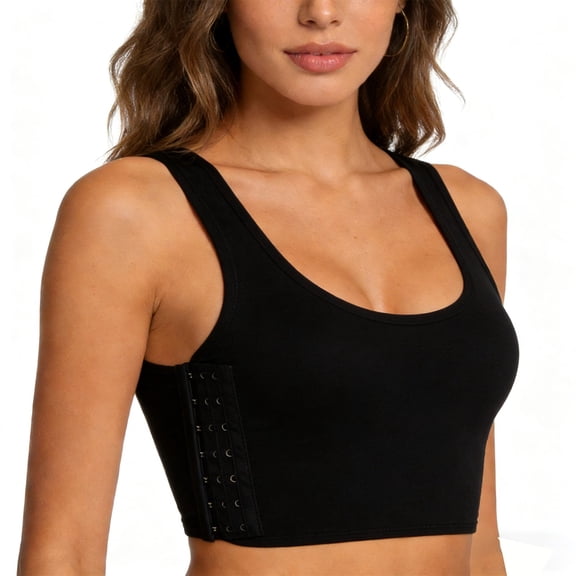 FAWUUDO Daily Seamless Chest Binder Bra for Women Large Bust Reducer Compression Tank Top Solid Natural Shape