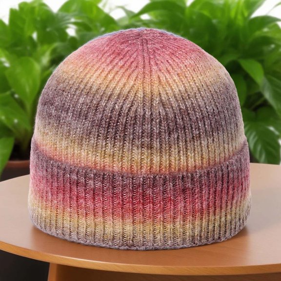 FAWUUDO Fall Winter Men and Womens Beanie Cuffed Hat Warm Knit Hats Stretch Cap Red