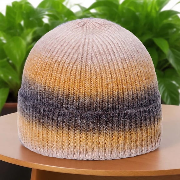 FAWUUDO Fall Winter Men and Womens Beanie Cuffed Hat Warm Knit Hats Stretch Cap Yellow