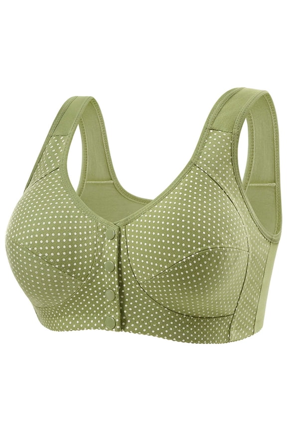 Front Closure Plus Size Bra for Women Wireless Seamless Ice Silk Push-up Breathable Adjustable Straps Solid Colors Natural Shape