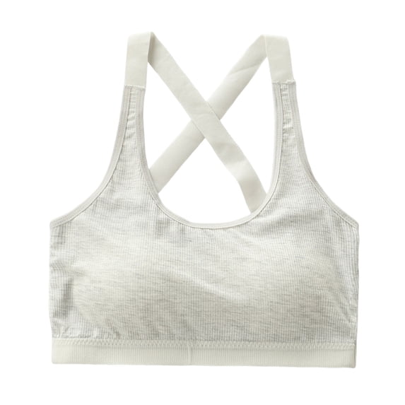 FAWUUDO Girls Developmental Bra for Youth Built-in Pads Cotton Soft Solid Pullover Comfort Shape