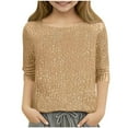 thumbnail image 1 of FAWUUDO Girls Short Sleeve Sequin Shirts Party Glitter Sparkly Tops Blouse, 1 of 8