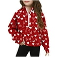 thumbnail image 1 of FAWUUDO Girls Valentines Themed Pullover Sweatshirt Half Zip Stand Collar Thumb Hole Cuffs Long Sleeve Big Kids Casual Wear Red 7-8 Years, 1 of 5