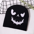thumbnail image 1 of FAWUUDO Halloween Beanie Hats Adults Pumpkin Face Knitted Cap Halloween Decoration Outdoor Warm and Comfortable Black, 1 of 4