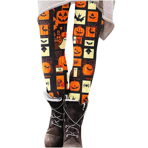 FAWUUDO Halloween Leggings for Women High Waisted Athletic Workout Legging Soft Stretch Printed Gym Yoga Pants Multicolor