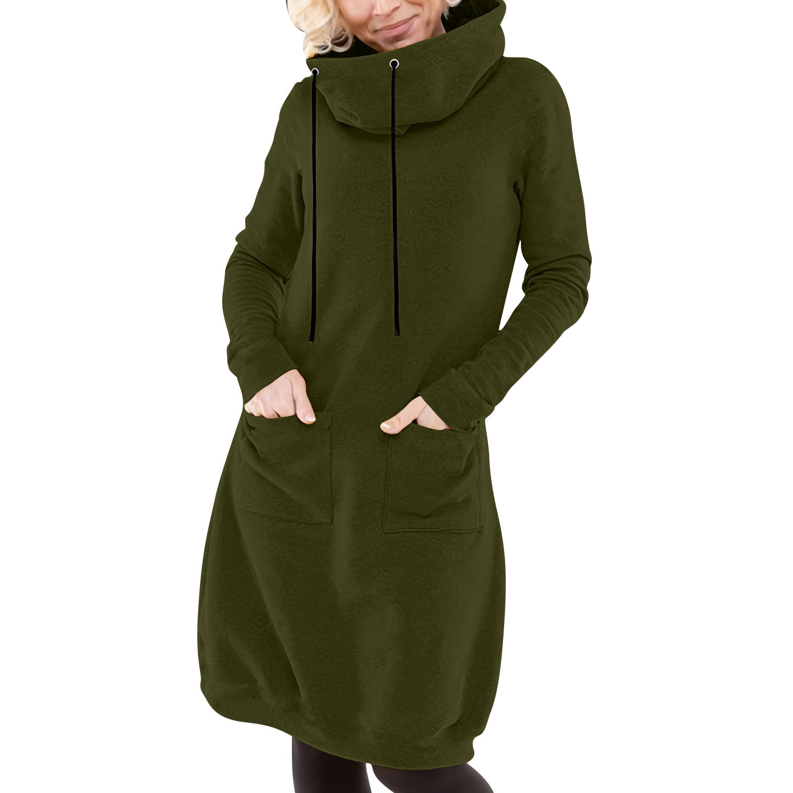 strapless open back dress Sure Design Hooded Pixie Sweater Dress in Green main image 0