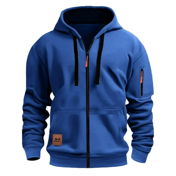 FAWUUDO Hoodies for Men Pullover Oversized Long Sleeve Fleece Hooded Sweatshirt Lightweight Casual Fall Winter Hoodies Blue