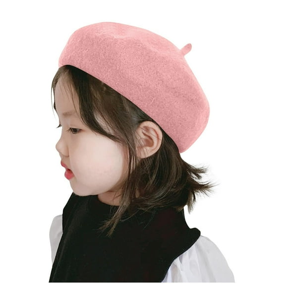 FAWUUDO Kids Beret Hat Girls Solid Color Artist French Beret Cap