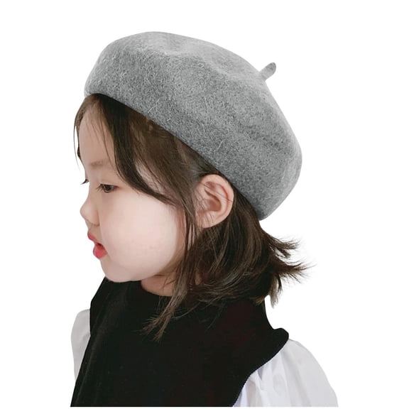FAWUUDO Kids Beret Hat Girls Solid Color Artist French Beret Cap