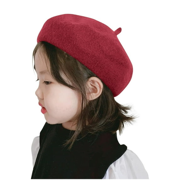 FAWUUDO Kids Beret Hat Girls Solid Color Artist French Beret Cap