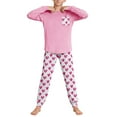 thumbnail image 1 of FAWUUDO Kids Boys Girls 5-14 Years Long Sleeve Top With Pants Set Heart Print Pocket Detail Casual Two Piece Outfit Loungewear Pink 11-12 Years, 1 of 9