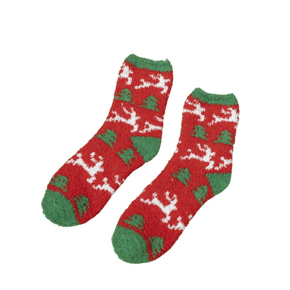 FAWUUDO Kids Slipper Socks Girls Boys Christmas Non-Slip Socks Warm Thick Lining Cozy Soft Indoor Gifts