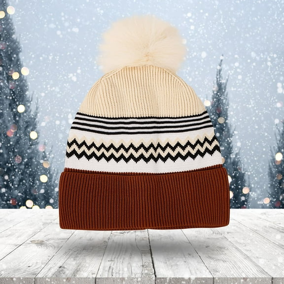 FAWUUDO Knit Cuffed Beanie for Men/Women, Soft Warm Winter Hat Unisex Stocking Cap Brown