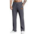 thumbnail image 1 of FAWUUDO Men Drawstring Waist Solid Wide Leg Trousers Loose Fit Lightweight Breathable Hiking Sweatpants Dark Gray, 1 of 6