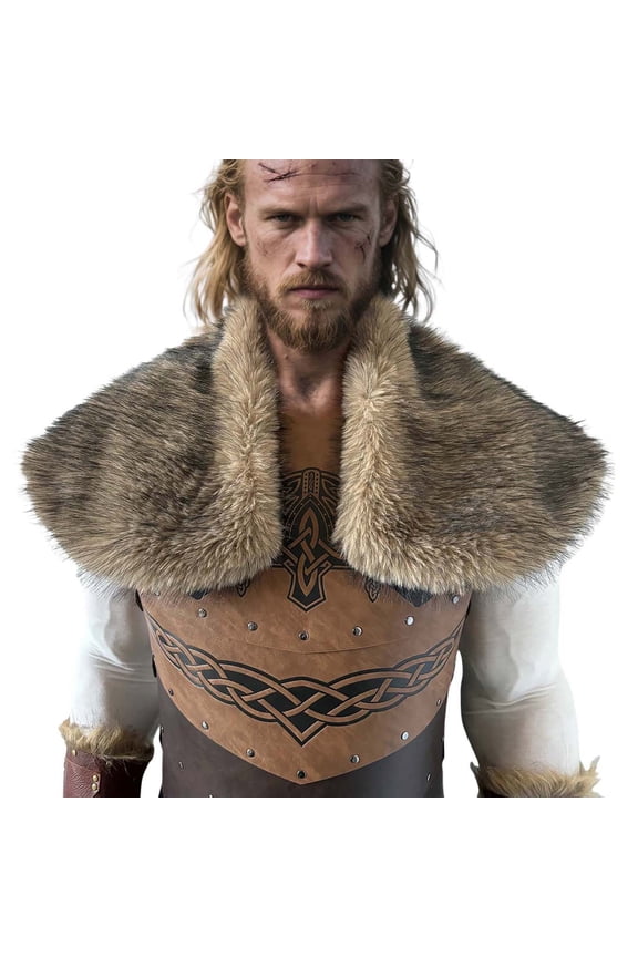 Men Faux Fur Shawl Medieval Mantle Shoulder Wrap Collar Renaissance