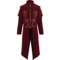 thumbnail image 1 of FAWUUDO Men Medieval Retro Coat Gothic Jacket Victorian Prom Stage Halloween Party Red, 1 of 9