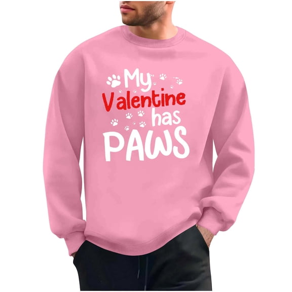 FAWUUDO Men Valentines Matching Sweatshirt Love Heart Graphic Long Sleeve Pullover Casual Shirt Tops
