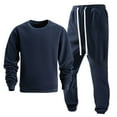thumbnail image 1 of FAWUUDO Men's 2 Piece Outfits Sweatsuit Sets Oversized Hoodies and Sweatpant Tracksuit Fall Matching Lounge Set Dark Blue, 1 of 4