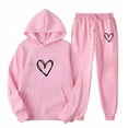 thumbnail image 1 of FAWUUDO Men's 2 Piece Outfits Sweatsuit Sets Oversized Hoodies and Sweatpant Tracksuit Fall Matching Lounge Set Pink, 1 of 2