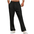 thumbnail image 1 of FAWUUDO Men's Breathable Linen Pants Elastic Drawstring Waist Loose Stretch Beach Vacation Pants 2XL B-Black, 1 of 6