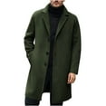thumbnail image 1 of FAWUUDO Men's Casual Trench Coat Slim Fit Notched Collar Long Jacket Overcoat Single Breasted Pea Coat wih Pockets Olive Green, 1 of 8