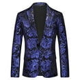 thumbnail image 1 of FAWUUDO Men's Dress Floral Suit Notched Lapel Pimp Blazer Dress Suit Vintage Gold Black Elegant Tuxedo Mardi Gras Carnival Blue, 1 of 6