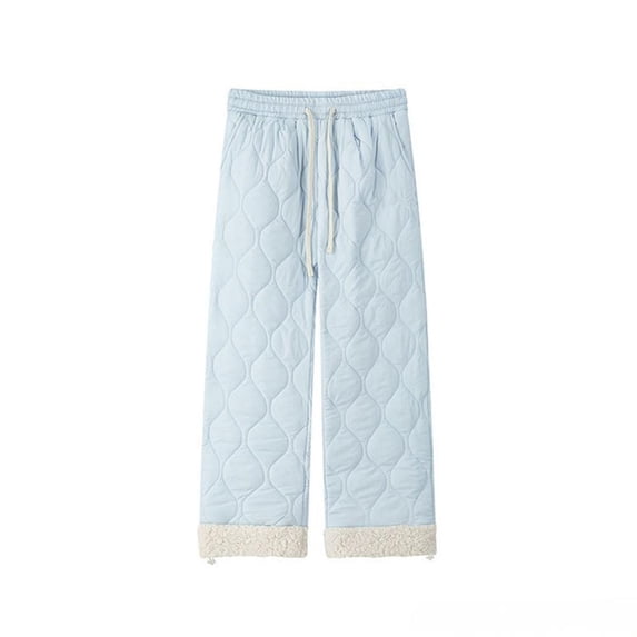 TEAJOPSUU Men's Fleece Lined Drawstring Pants Straight Wide Leg Soft Warm Winter Casual Pants XL Blue