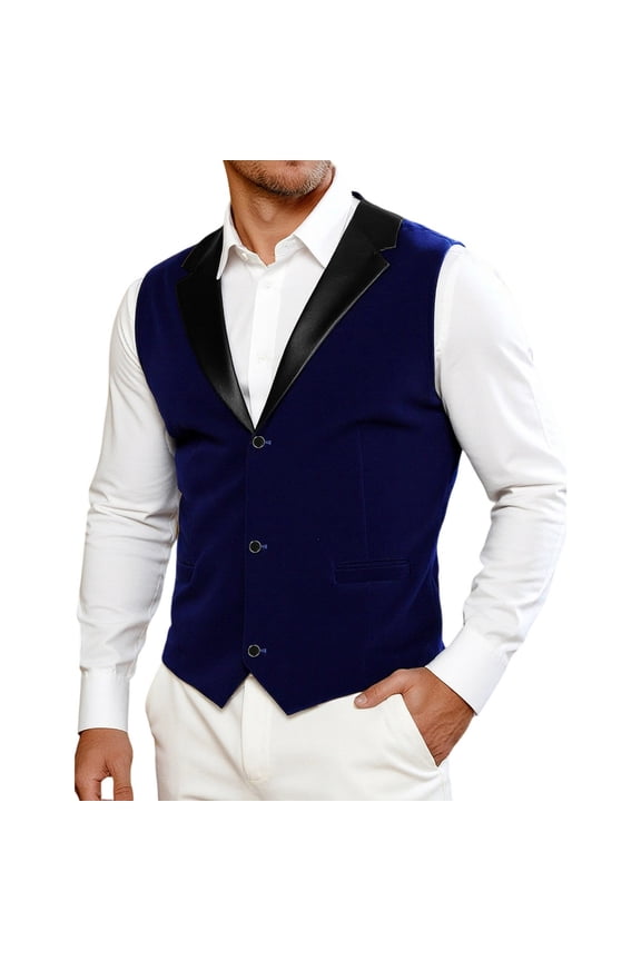 Men's Formal Suit Vest Fit for Business or Casual Dress Blue