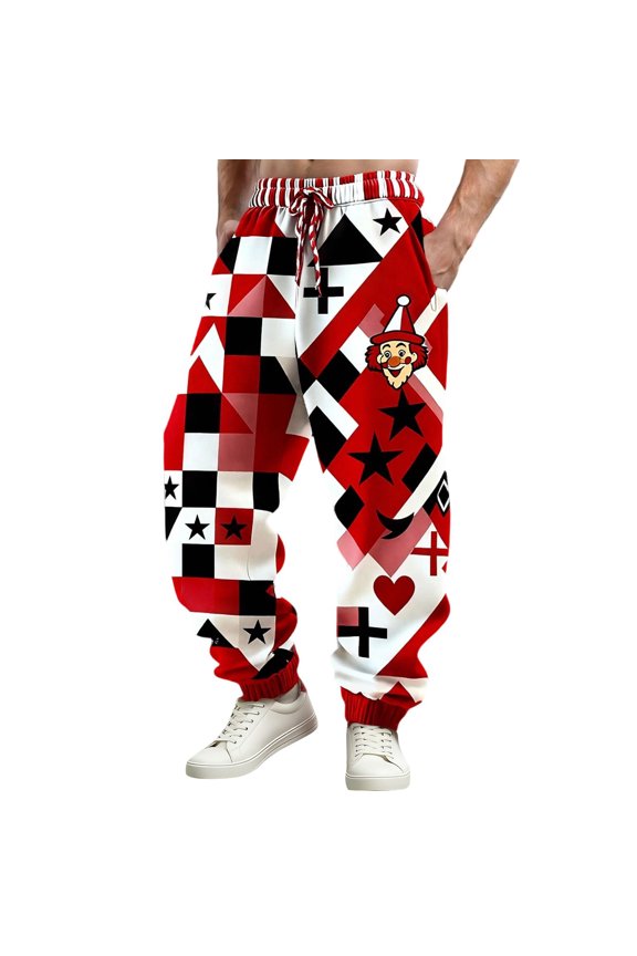 Men's Patchwork Drawstring Pants Loose Casual Performance Trousers for Events and Parties 2XL B-Multicolor