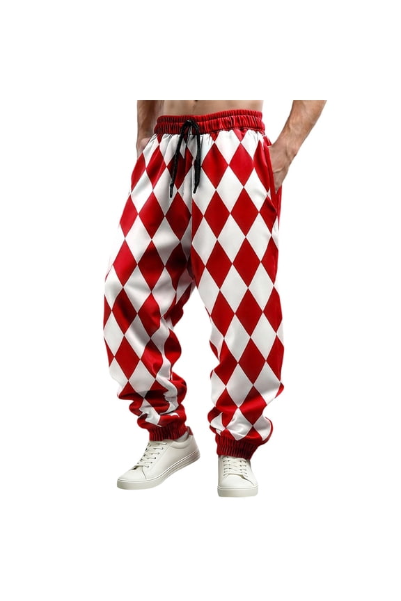 Men's Patchwork Drawstring Pants Loose Casual Performance Trousers for Events and Parties 2XL D-Multicolor