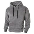 thumbnail image 1 of FAWUUDO Men's Pullover Hoodie Thick Sherpa Lined Kangaroo Pocket Winter Windproof Warm Fleece Hoodie Athletic Sweatshirts Gray, 1 of 7